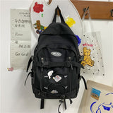 New Large Capacity Drawstring Women Backpack Female Multi-pocket Waterproof Nylon Book Bag College Girl Buttons Schoolbag