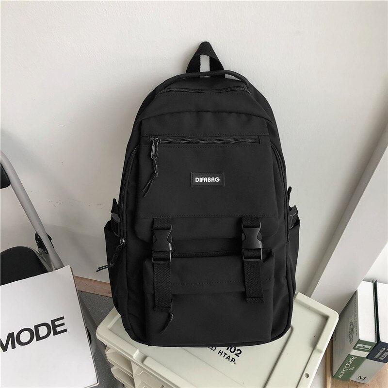 New Large Capacity Multiple Pockets Waterproof Nylon Backpack Men and Women Insert Buckle Travel Bag Unisex Schoolbag