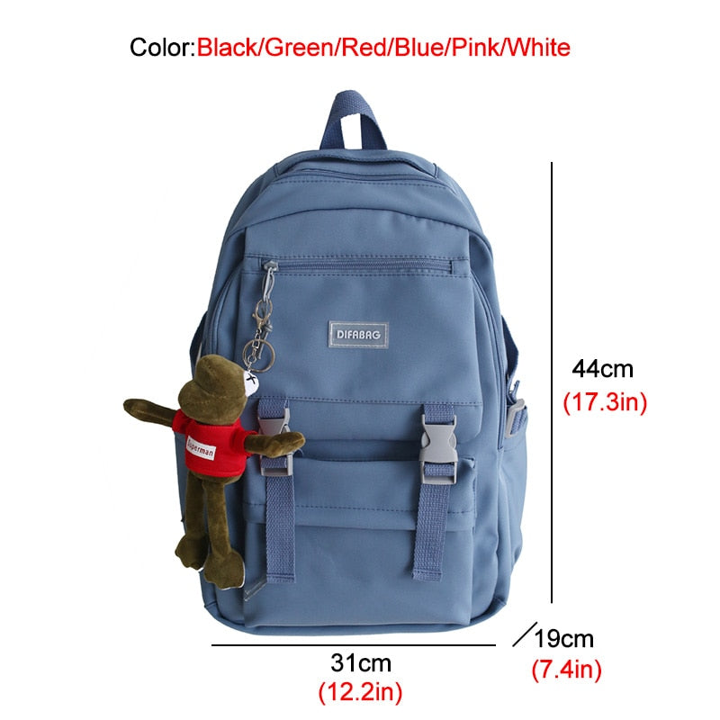 New Large Capacity Multiple Pockets Waterproof Nylon Backpack Men and Women Insert Buckle Travel Bag Unisex Schoolbag