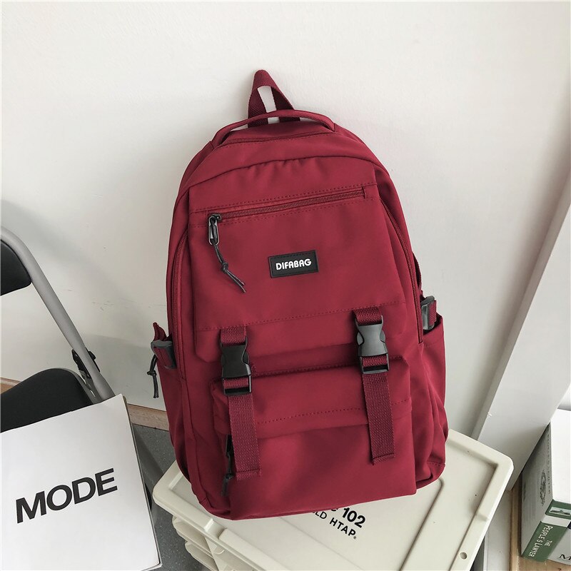 New Large Capacity Multiple Pockets Waterproof Nylon Backpack Men and Women Insert Buckle Travel Bag Unisex Schoolbag