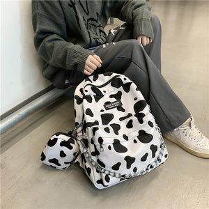 New Leopard Print Women Backpack Female Velvet Schoolbags for Students Fashion Chain Travel Bag College Girls Backpack