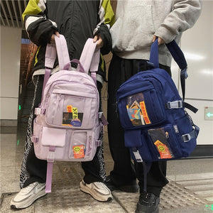 New Multi-pocket Waterproof Nylon Women Backpack Men Large Capacity Transparent Travel Bag Unisex Insert Buckle Schoolbag