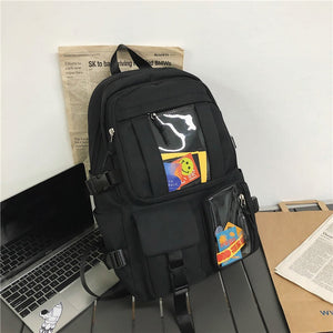 New Multi-pocket Waterproof Nylon Women Backpack Men Large Capacity Transparent Travel Bag Unisex Insert Buckle Schoolbag