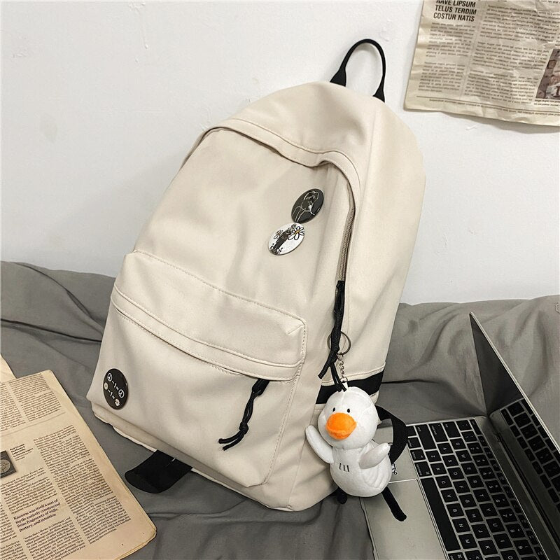 New Solid Color Waterproof Nylon Lovers Backpack Unisex Portable Travel Bag College Student Schoolbag Laptop Backpack