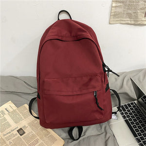 New Solid Color Waterproof Nylon Lovers Backpack Unisex Portable Travel Bag College Student Schoolbag Laptop Backpack