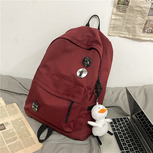 New Solid Color Waterproof Nylon Lovers Backpack Unisex Portable Travel Bag College Student Schoolbag Laptop Backpack