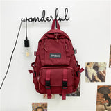 New Solid Color Waterproof Nylon Women Backpack Men Large Capacity Multi-pocket Schoolbag Unisex Big Laptop Backpacks