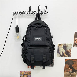 New Solid Color Waterproof Nylon Women Backpack Men Large Capacity Multi-pocket Schoolbag Unisex Big Laptop Backpacks