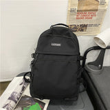 New Unisex Waterproof Nylon Big Backpack Solid Color Double Layer Laptop Backpack College Couples Schoolbag