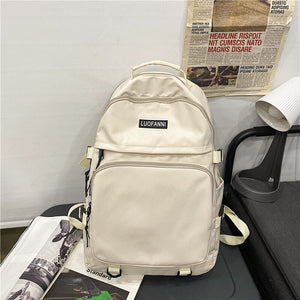 New Unisex Waterproof Nylon Big Backpack Solid Color Double Layer Laptop Backpack College Couples Schoolbag