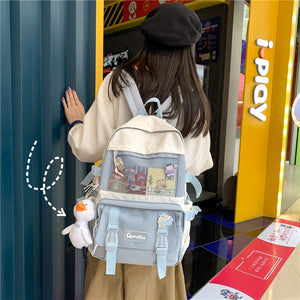 New Waterproof Nylon Women Backpack Female Multi-pocket Net Travel Bag Korean Insert Buckle Girl's Schoolbag Book Bags