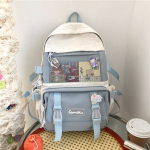 New Waterproof Nylon Women Backpack Female Multi-pocket Net Travel Bag Korean Insert Buckle Girl's Schoolbag Book Bags