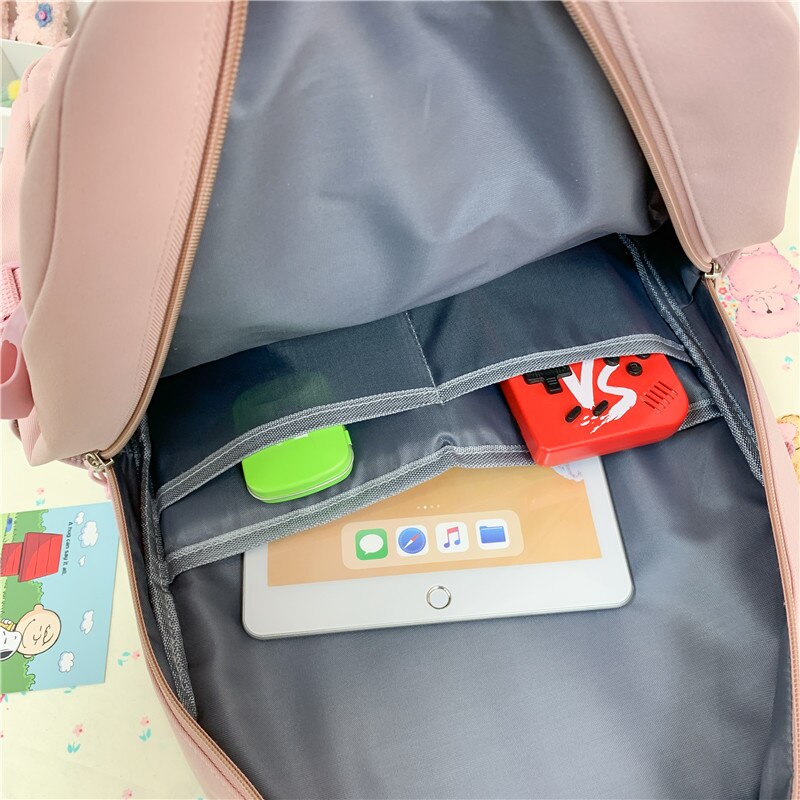 New Waterproof Nylon Women Backpack Female Multi-pocket Travel Bag Teenage Girls Pure Color Eye-splice Schoolbag Mochilas