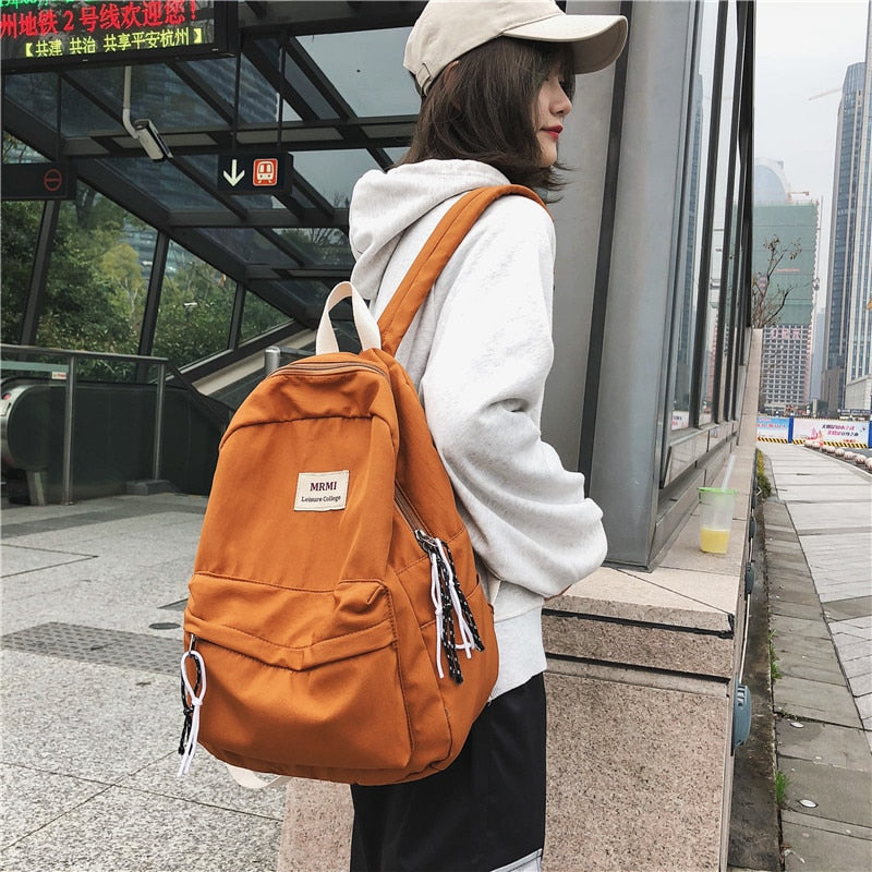 Solid color Women backpack Retro Fashion Waterproof Nylon Backpack School Bags For Teenagers Mochilas Travel Backpacks