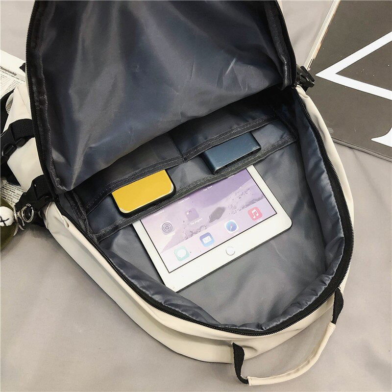 Unisex Multi-pocket Eye-splice Backpack Large Capacity Lovers Waterproof Nylon Schoolbag Women Laptop Backpack Travel Bag