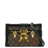 LOUIS VUITTON Petite Malle Monogram Canvas Shoulder Bag Brown