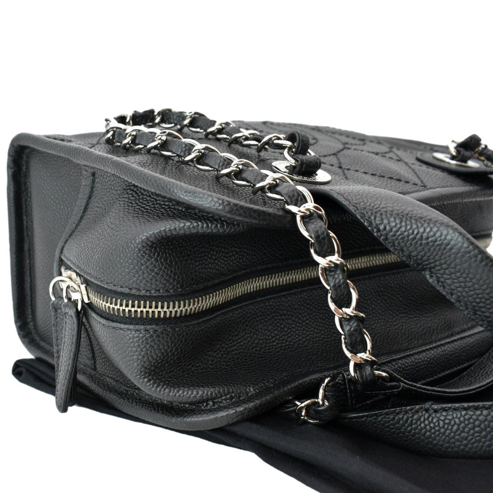 CHANEL Deauville Small Shopping Leather Tote Bag Black