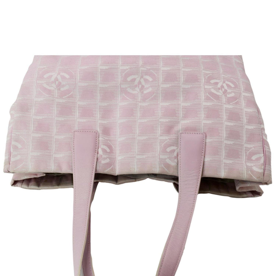 CHANEL CC Logo Travel Line Large Nylon Tote Bag Light Pink