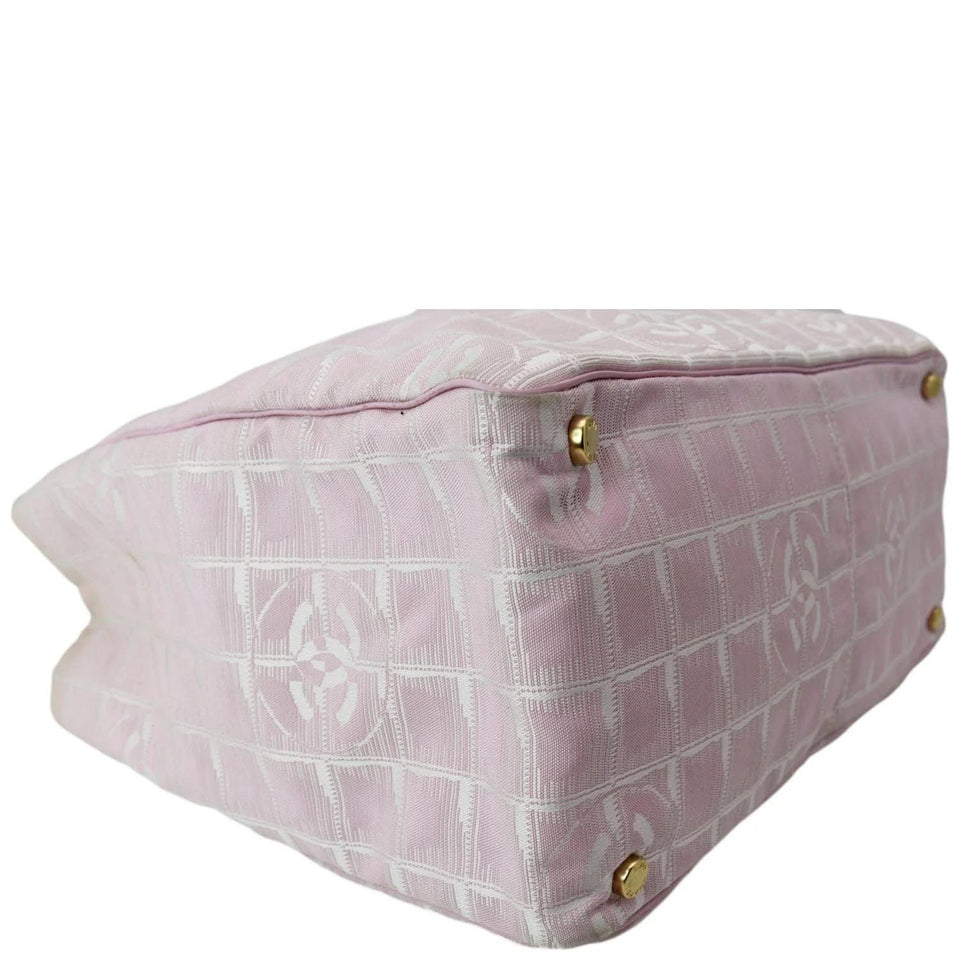 CHANEL CC Logo Travel Line Large Nylon Tote Bag Light Pink