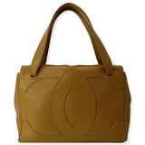 CHANEL CC Wild Stitch Caviar Leather Satchel Bag Tan