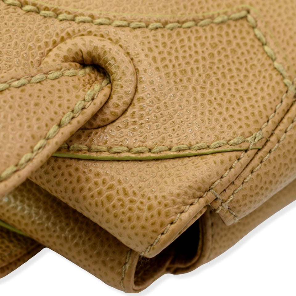 CHANEL CC Wild Stitch Caviar Leather Satchel Bag Tan