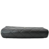 CHANEL Gusset Flap Caviar Leather Wallet Black
