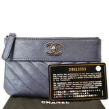 CHANEL Small Vintage Mademoiselle Leather Cosmetic Case Blue