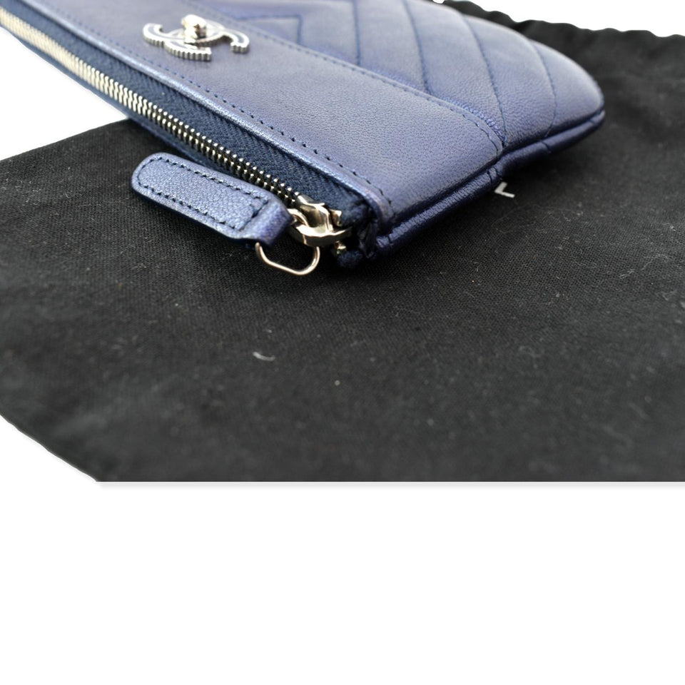 CHANEL Small Vintage Mademoiselle Leather Cosmetic Case Blue