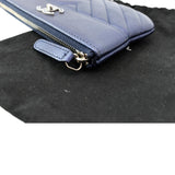 CHANEL Small Vintage Mademoiselle Leather Cosmetic Case Blue