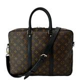 LOUIS VUITTON Porte Documents Voyage Monogram Canvas Briefcase Bag Brown