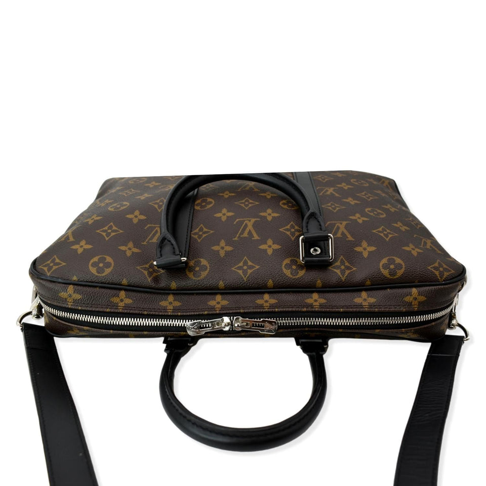 LOUIS VUITTON Porte Documents Voyage Monogram Canvas Briefcase Bag Brown