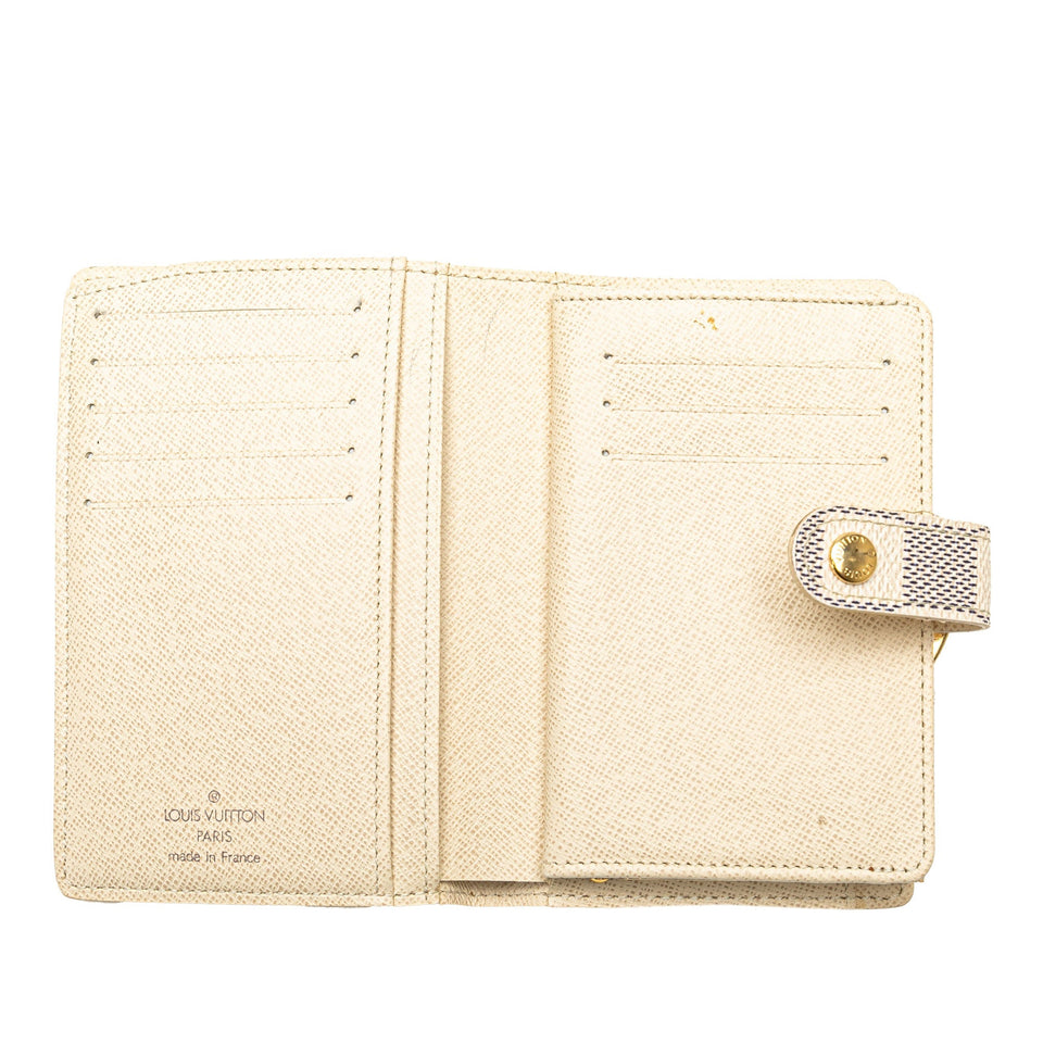 White Louis Vuitton Damier Azur French Purse Wallet
