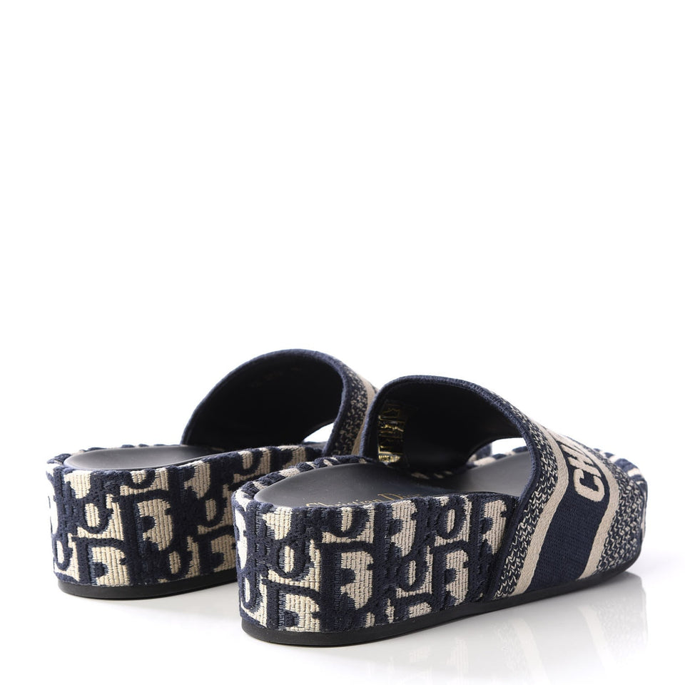 DIOR OBLIQUE D-WAY PLATFORM SANDALS DEEP BLUE