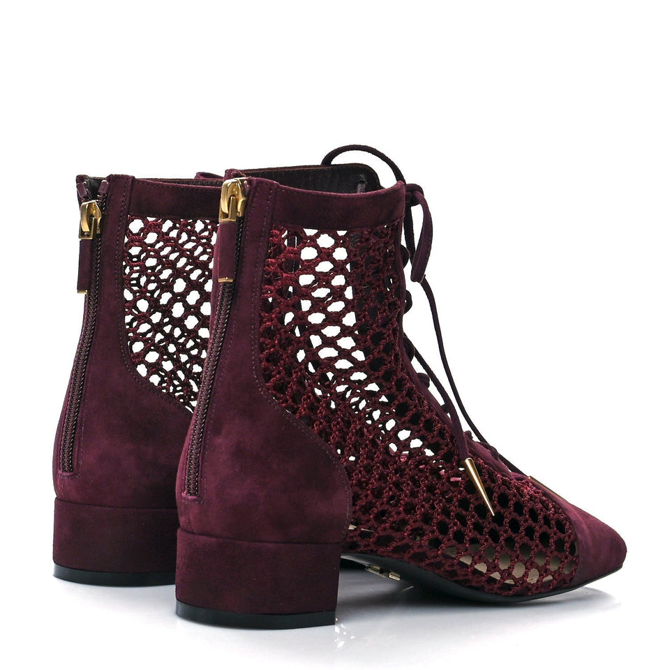 DIOR SUEDE CALFSKIN FISHNET NAUGHTILY D ANKLE BOOTS