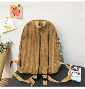 Corduroy Schoolbag Women's Backpack Winter Female Rucksack Small Book Back Bags Striped Shoulder Bags