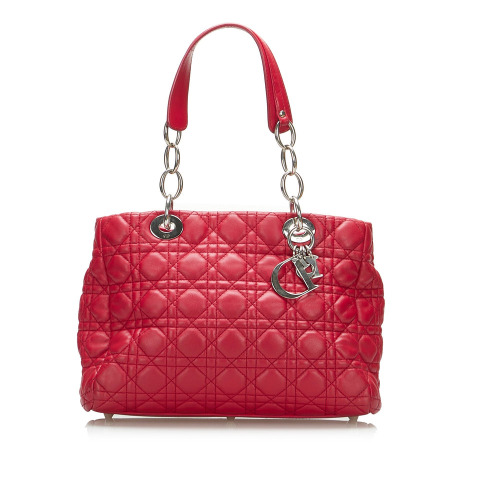 Dior Lady Dior Soft Shopper Small Red Cannage Quilted Leather
