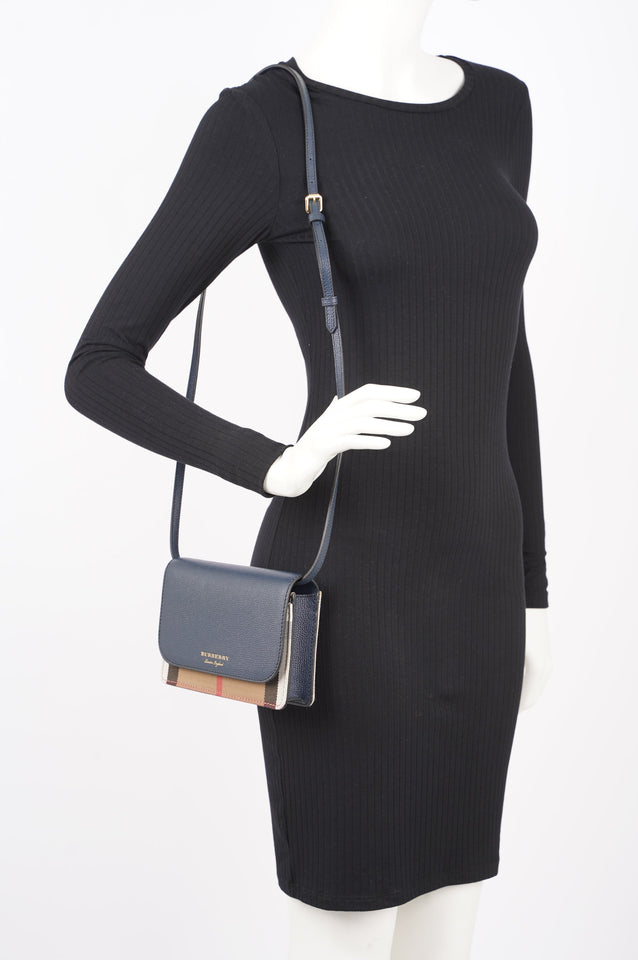 Burberry Womens Logo Crossbody Blue / Check