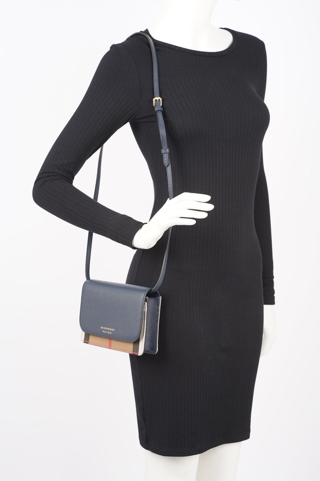 Burberry Womens Logo Crossbody Blue / Check