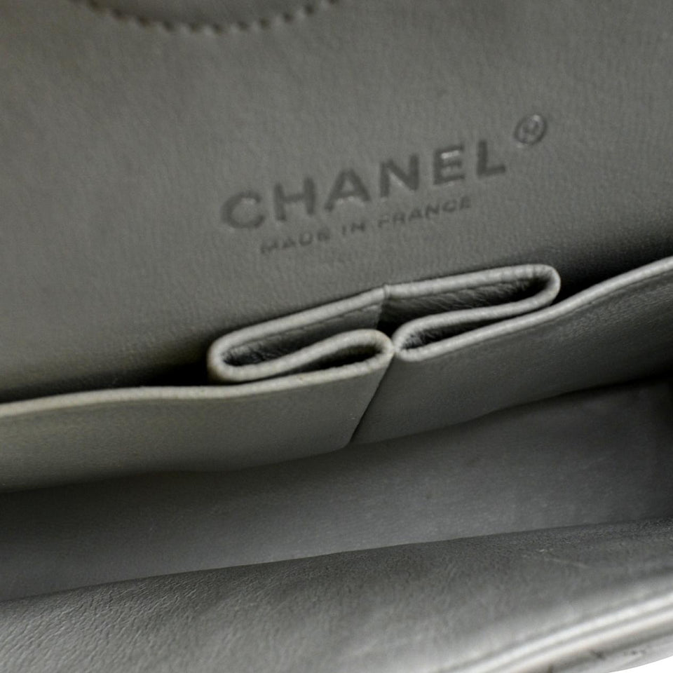CHANEL Medium Double Flap Calfskin Leather Shoulder Bag White