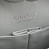 CHANEL Medium Double Flap Calfskin Leather Shoulder Bag White