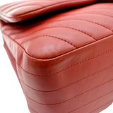 CHANEL Chevron Jumbo Rectangular Flap Quilted Leather Shoulder Bag Red (Repainted)