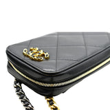 CHANEL 19 Zip Quilted Leather Phone Case Black