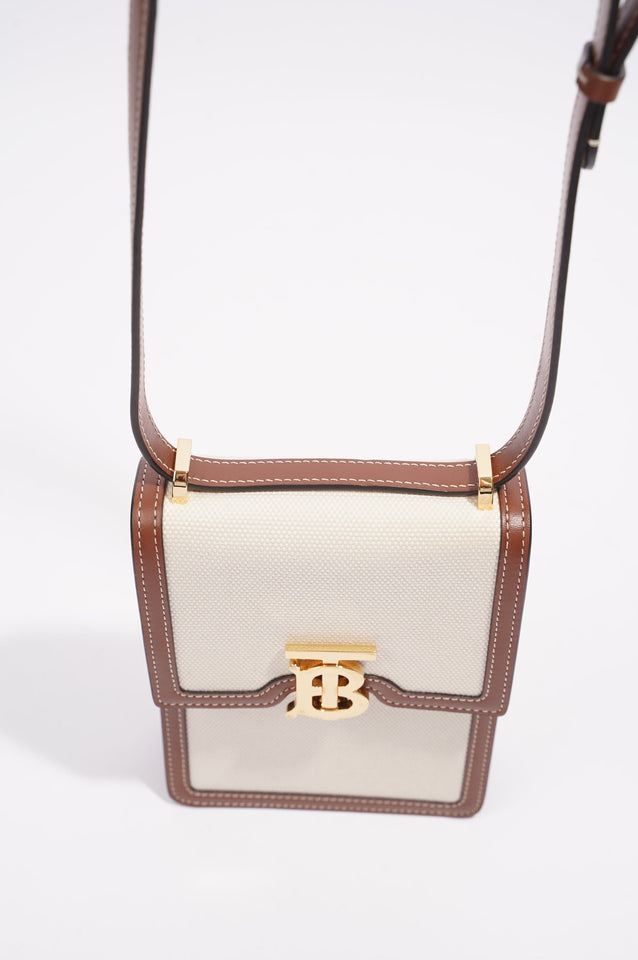 Burberry Robin Crossbody Cream / Brown Canvas / Leather