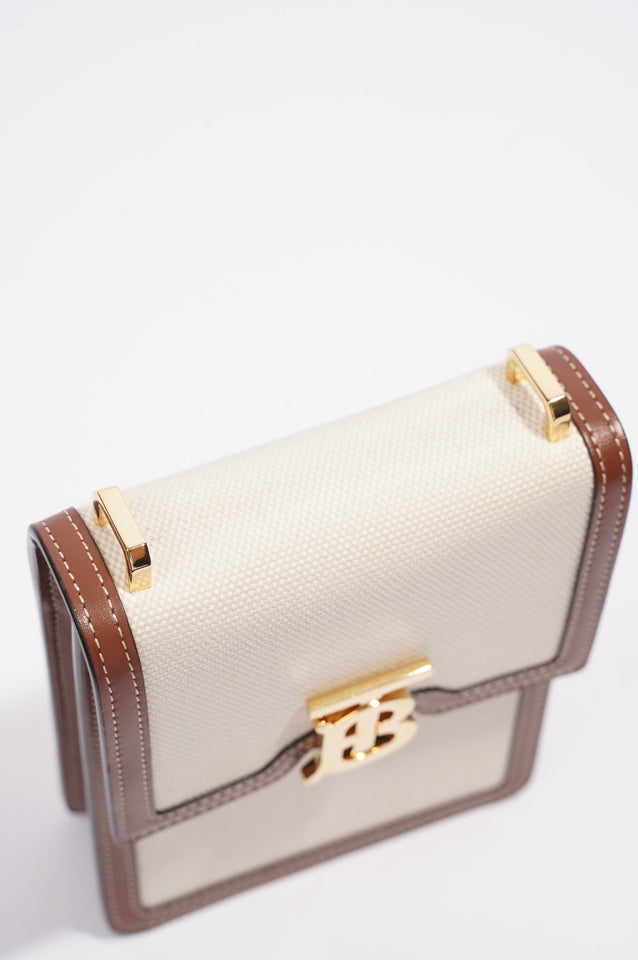 Burberry Robin Crossbody Cream / Brown Canvas / Leather