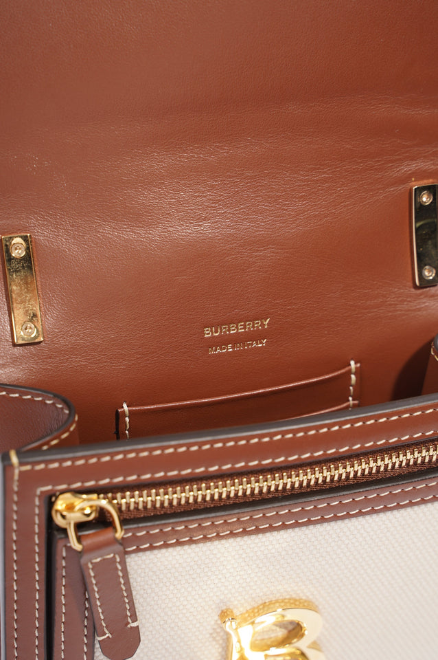 Burberry Robin Crossbody Cream / Brown Canvas / Leather