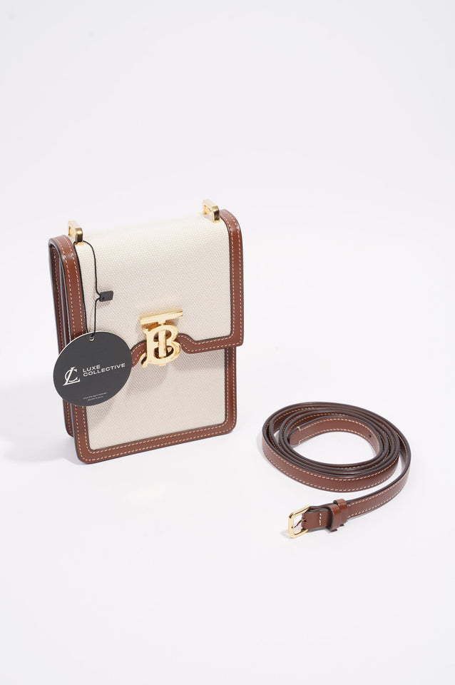 Burberry Robin Crossbody Cream / Brown Canvas / Leather