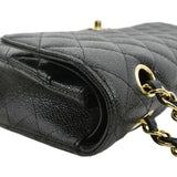 CHANEL Classic Double Flap Caviar Leather Shoulder Bag Black