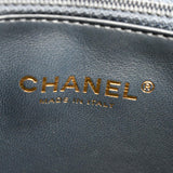 CHANEL Small Straight Lined Shopping Quilted Leather Tote Bag Blue