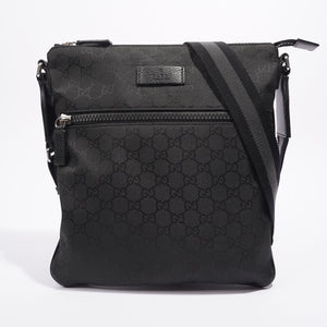 Gucci Mens GG Messenger Crossbody Black Nylon