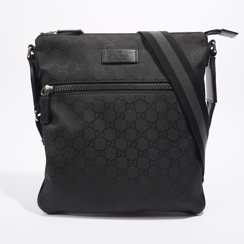Gucci Mens GG Messenger Crossbody Black Nylon